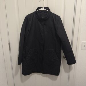 Eileen Fisher Women's Quilted Black Jacket Fleece Lining Snap Closure Size XS